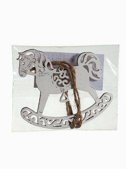 Цена за 3 шт. Ёлочное украшение новогоднее «Лошадка резная» 9×8 см, белое