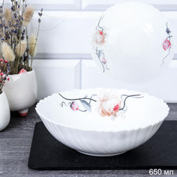 Салатник 650 мл 175 мм тарелка глубокая / TW-70 (7315) /уп 48/ Чайная роза на ветке - Галеонтрейд фото 3