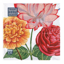 Салфетки бумажные "Bouquet Home Collection Classic" 33х33см, 3-х слойные, 20 штук в упаковке, 100% целлюлоза, "Лотос" (Россия)