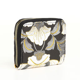Кошелёк на молнии, с вышивкой, маленький, чёрный