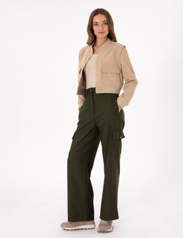 Haki Flare Fit Kuma_ Pantolon