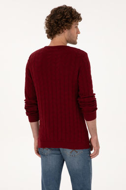 Erkek Slim Fit Bisiklet Yaka Desenli Bordo Kazak - U.s. polo assn фото 5