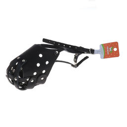 Намордник кожаный цельнокроенный питбультерьер, ДН 8 см, ОМ 30 см, чёрный - Пижон фото 4