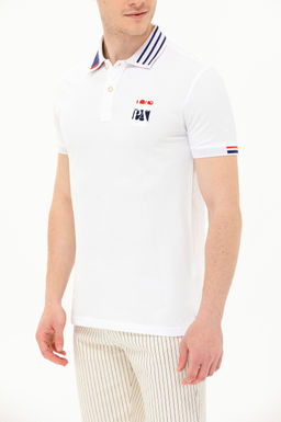 Мужская белая футболка с воротником поло - U.s. polo assn фото 21