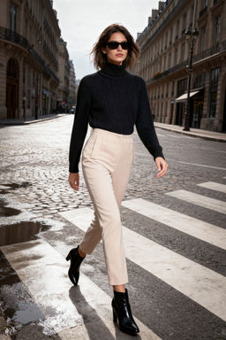 Bej Cigarette Kal?p Pensli Yuksek Bel Bilek Boy Dokuma Kumas Pantolon TWOSS20PL0515