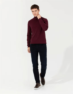 Bordo Slim Fit Bal_k__ Yaka Basic Triko Kazak - Pierre cardin фото 4