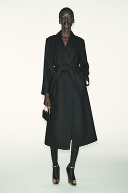 LONG WOOL COAT WITH BELT - Zara фото 12