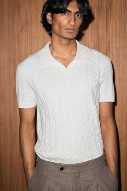 Polo en punto trenzado Regular Fit - H&m фото 3