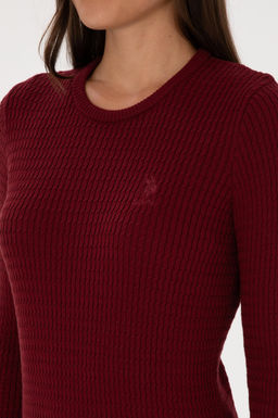 Kad_n Bordo Bisiklet Yaka Basic Kazak Sepette S_rpriz _ndirim - U.s. polo assn фото 7