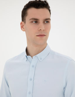 Рубашка Pierre Cardin Oxford Slim Fit светло-голубая