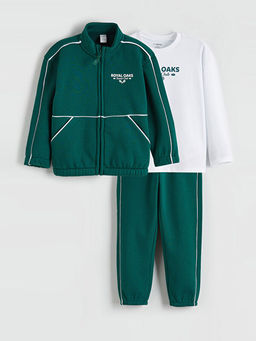 Bask?l? Erkek ?ocuk Tak?m 3l?