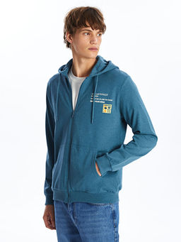 Kap??onlu Uzun Kollu Erkek Fermuarl? Sweatshirt