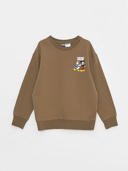 Bisiklet Yaka Mickey Mouse Bask?l? Uzun Kollu Erkek ?ocuk Sweatshirt