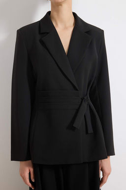Siyah Kruvaze Kapama Astarl? Fitted Dokuma Blazer Ceket TWOSS26BC00022 - Trendyolmilla фото 3