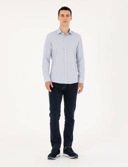 A__k Mavi Slim Fit Uzun Kollu G_mlek