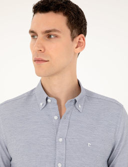 Lacivert Slim Fit Uzun Kollu G_mlek