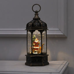 Светодиодная фигура «Фонарь с Дедом Морозом» 11.2×18.5×11.2 см, пластик, от батареек ААх3, USB, свечение тёплое белое