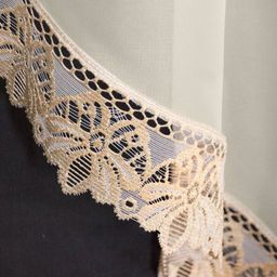 Готовые шторы арт. 0019/Ш, РЕЙЧЕЛ, занавеска из вуали с кружевом, цвет СВЕТЛЫЙ ШАМПАНЬ, размеры 300 см ширина, 170 см высота, пошита на шторной ленте - Haft фото 2