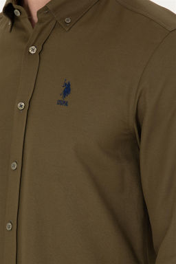 Мужская базовая рубашка цвета хаки с длинным рукавом Неожиданная скидка в корзине - U.s. polo assn фото 7