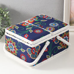 Шкатулка для рукоделия и шитья Цветочная мозаика, хранение ниток, иголок, мелочи, 19?26?14.5 см