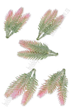 Веточка 8 см (10 шт) SF-7875, зеленый/светло-розовый