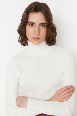 Ekru Basic Bal?kc? Yaka Triko Kazak TWOAW21KZ1279