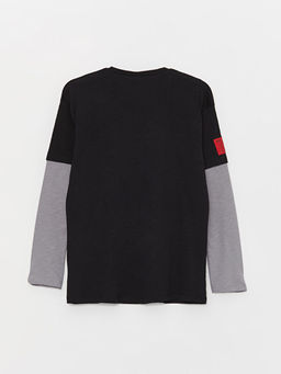 Bisiklet Yaka Bask?l? Uzun Kollu Erkek ?ocuk Ti??rt - Waikiki фото 3