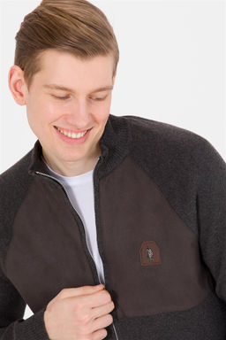 U. S. Polo Assn / Мужской трикотажный кардиган антрацитового меланжевого цвета - U.s. polo assn фото 7