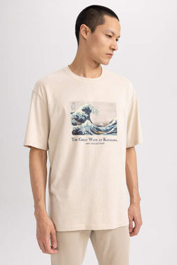 Футболка Art Hokusai Relax Fit с круглым вырезом, 100 % хлопок, с короткими рукавами - Defacto фото 4
