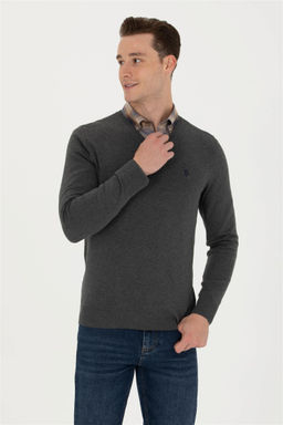 U. S. Polo Assn Мужской базовый свитер антрацитового меланжа - U.s. polo assn фото 8