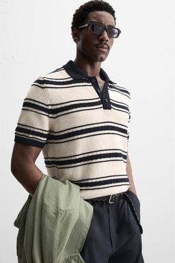 STRIPED JACQUARD KNIT POLO SHIRT - Zara фото 5