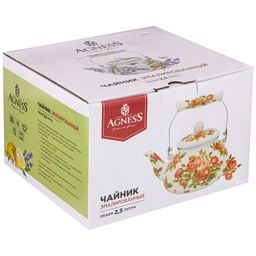 ЧАЙНИК AGNESS ЭМАЛИРОВАННЫЙ, 2,5 Л, СЕРИЯ КОРЕЙСКАЯ РОЗА