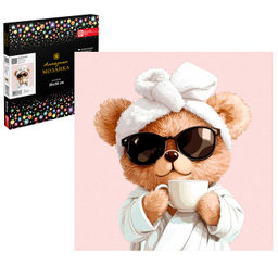 Алмазная мозаика с частичной выкладкой (набор для творчества) арт. 71439 / 25 МИШКА С КОФЕ, размер: