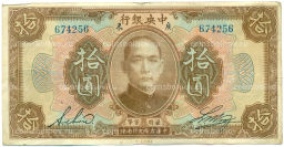 Банкнота 10 долларов 1923 года Китай (Подписи на английском)