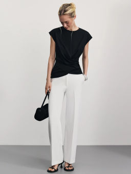 Футболка из хлопка с запахом / Zarina  фото 2