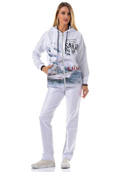 Толстовка из футера комбинированного с принтованной плащевой тканью - А+б коллекция фото 109