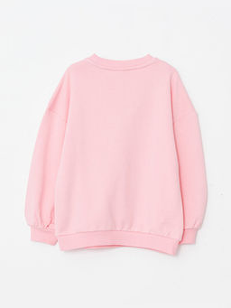 Bisiklet Yaka Bask?l? Uzun Kollu K?z ?ocuk Sweatshirt - Waikiki фото 2
