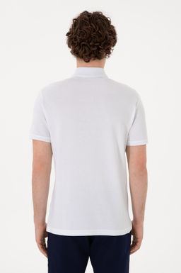 Erkek Slim Fit Polo Yaka Beyaz Basic Ti__rt Sepette S_rpriz _ndirim