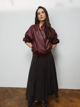 Куртка-бомбер из искусственной кожи с отложным воротником ZR2604102201-76 / Zarina  фото 2