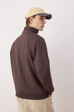 TRENDYOL MAN Lacivert Oversize/Genis Kesim Dik Yaka Fermuarl? Etiketli Ici Polarl? Sweatshirt TMNAW25SW00168 - Trendyolmilla фото 19