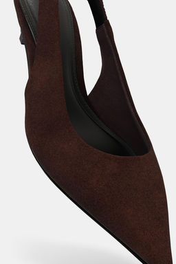 SUEDE KITTEN HEEL SLINGBACK SHOES - Zara фото 9