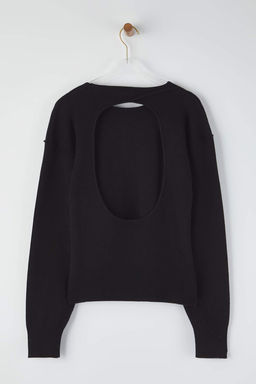 Siyah Premium Iplik/Ozel Iplik S?rt Dekolte Detayl? Triko Kazak TWOAW26KZ00206 - Trendyolmilla фото 5