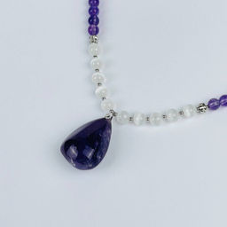 Колье из Аметиста и Селенита - Радуга самоцветов фото 6