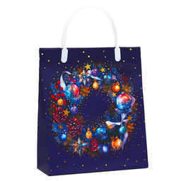 Цена за 5 шт. Пакет подарочный мягкий пластик «С новым годом» 140 мкм Сумка 26×22.5×8.5 см