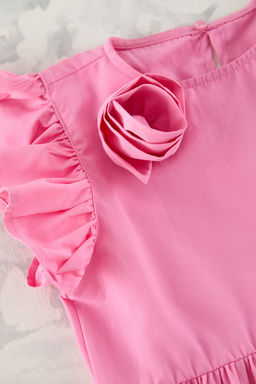 Pembe K?z Cocuk Mini Me Cicekli Bayraml?k Dokuma Elbise TKDSS25EL00044 - Trendyolmilla фото 7