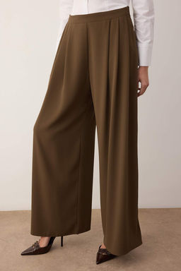 EXCLUSIVE Ac?k Haki Cift Pilili Dokumlu Kumas Extra Wide Leg Genis Paca Pantolon TWOAW26PL00122 - Trendyolmilla фото 4