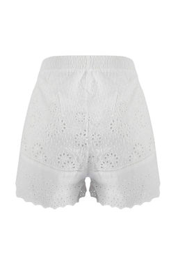 Beyaz Dokuma Brodeli Mini %100 Pamuk Plaj Sort TBESS26SR00008