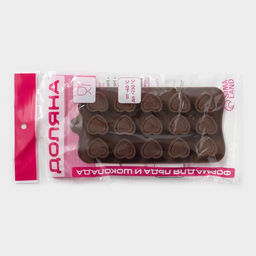 Цена за 2 шт. Форма для конфет и шоколада Доляна Сердце, силикон, 21?10?1.5 см, 15 ячеек (2.9?2.7 см), коричневая