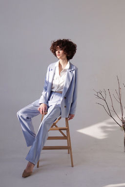 Брюки со стрелками голубые в полоску - Martichelli фото 5