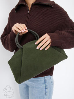 Сумка женская кожаная 1126MF gray green Polina&Eiterou